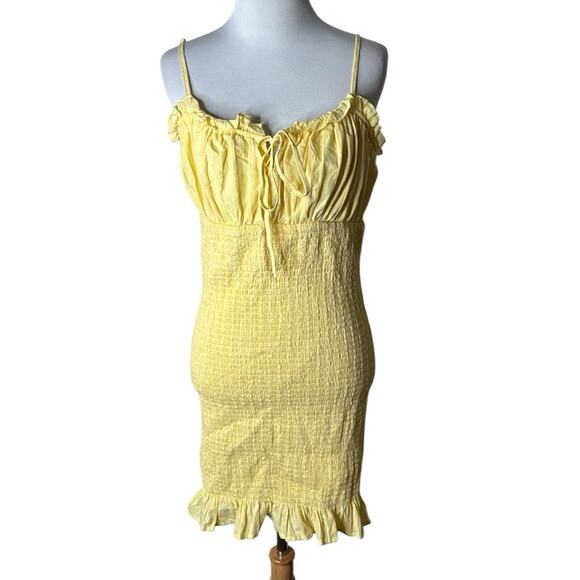 Revamped Yellow Smocked Ruffled Mini Sundress - Picture 7 of 7